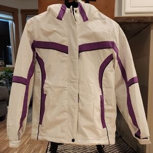 Girls White and Purple Ski & Snow Jacket